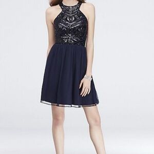 SPEECHLESS | GEOMETRIC BLUE BLK SEQUINS RAZOR BACK PROM HOMECOMING  MINI Dress